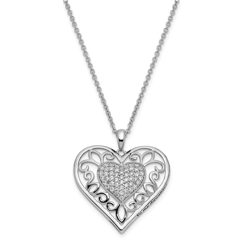 Rhodium Plated Sterling Silver &amp; CZ To My Daughter Necklace, 18 Inch, Item N9331 by The Black Bow Jewelry Co.