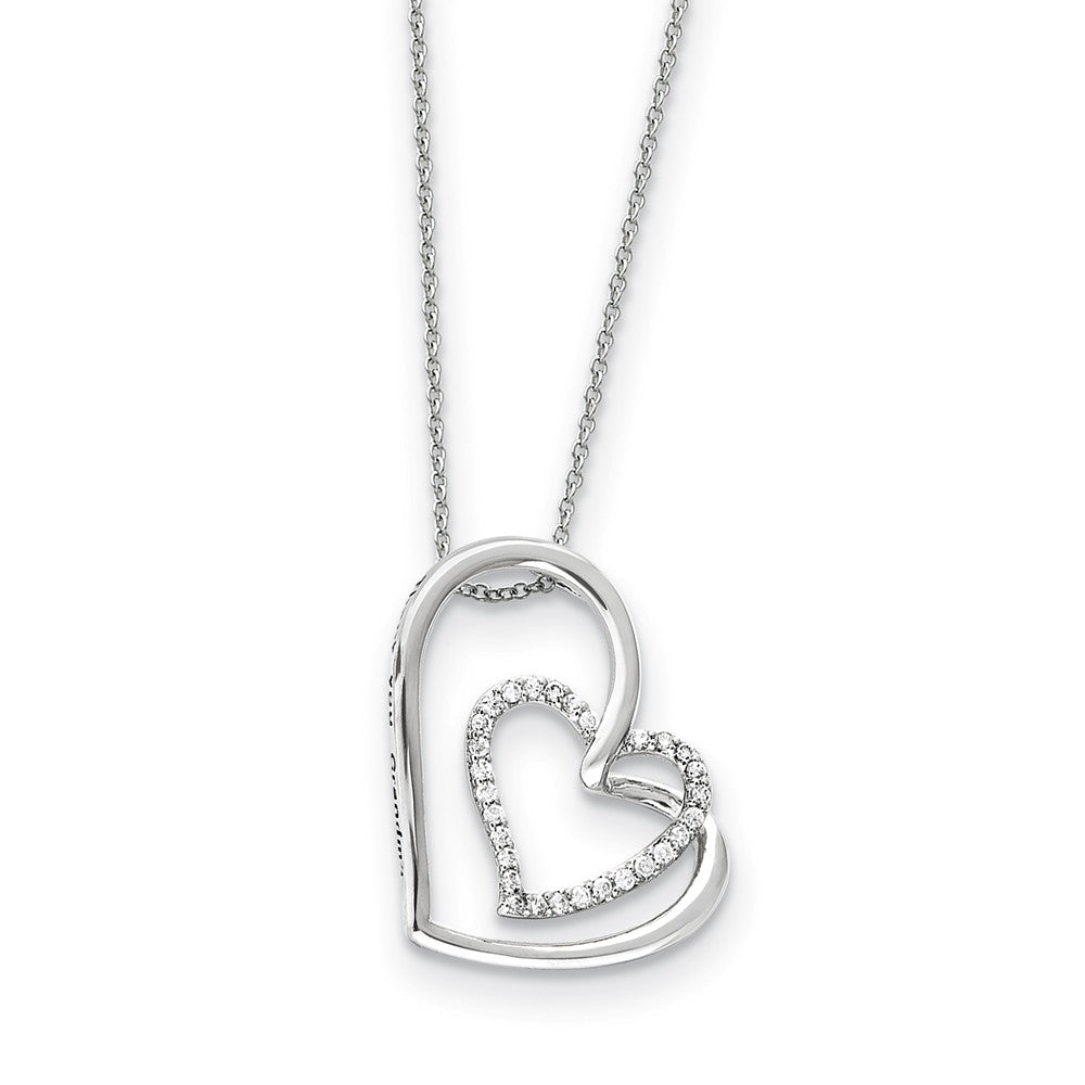 Rhodium Plated Sterling Silver & CZ Thank You Grandma Necklace, 18 In., Item N9332 by The Black Bow Jewelry Co.