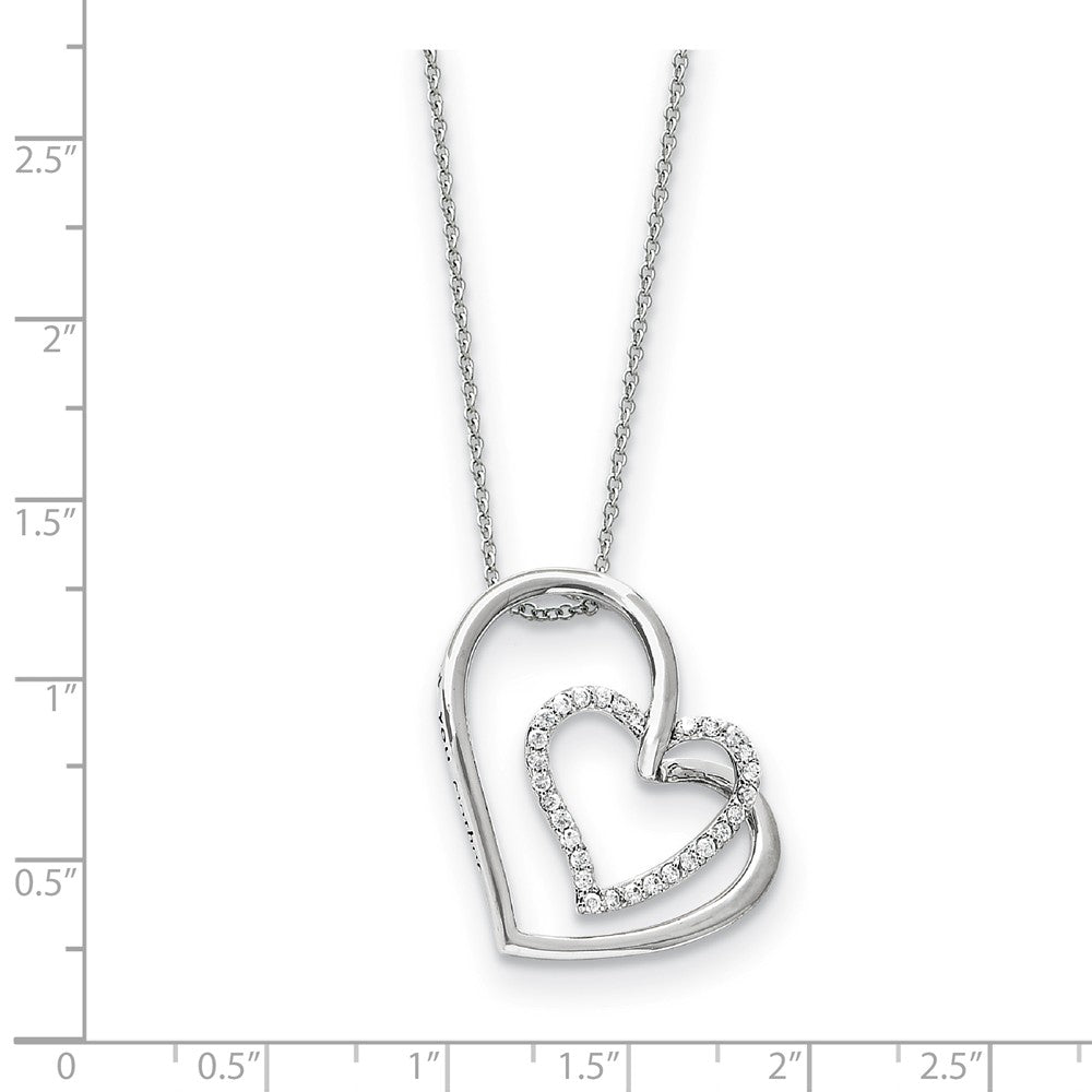 Alternate view of the Rhodium Plated Sterling Silver &amp; CZ Thank You Mother Necklace, 18 Inch by The Black Bow Jewelry Co.