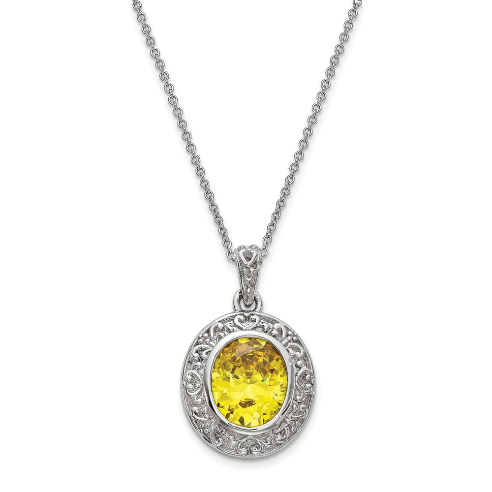 Rhodium Plated Sterling Silver &amp; CZ Old Friends Are Golden Necklace, Item N9344 by The Black Bow Jewelry Co.