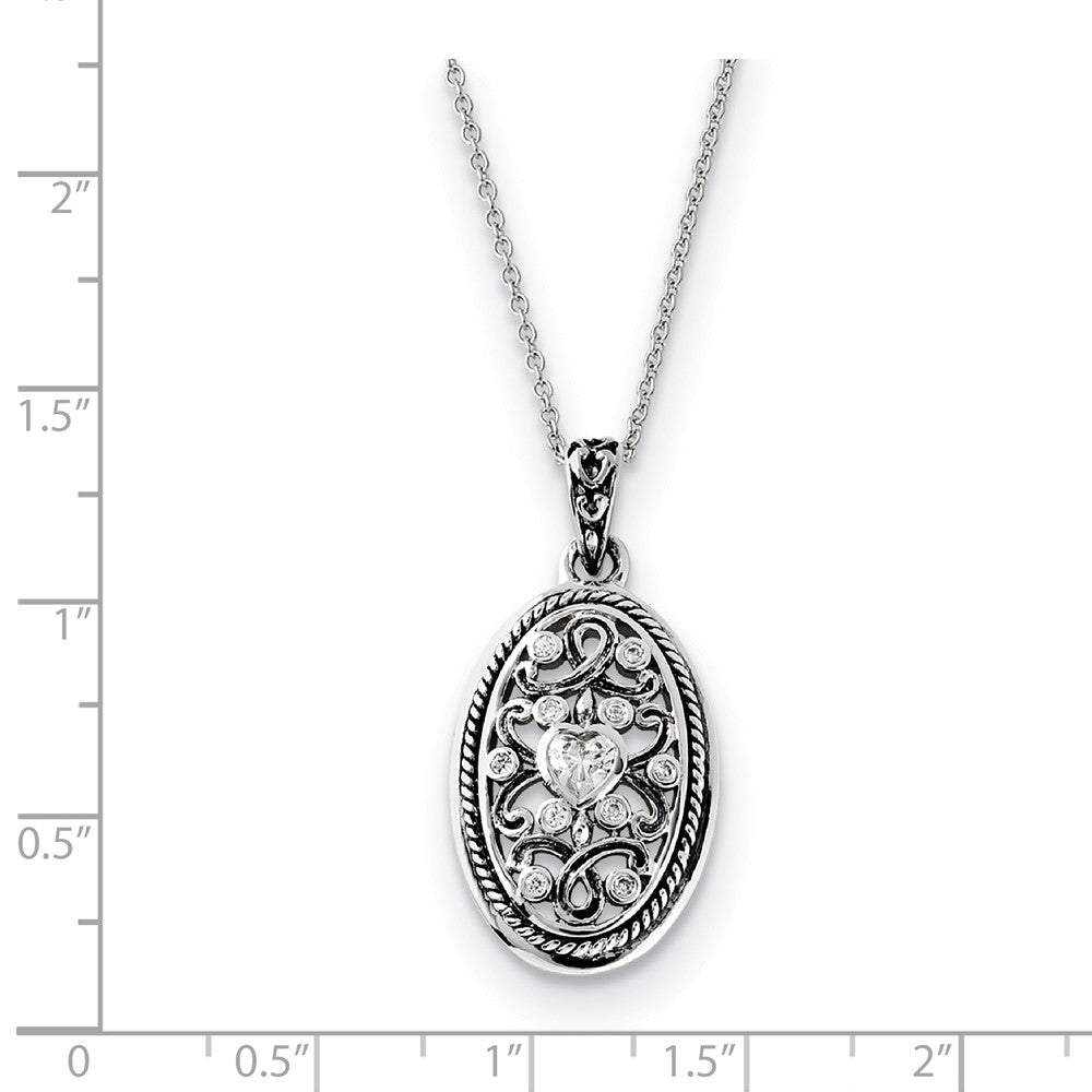Alternate view of the Rhodium Plated Sterling Silver &amp; CZ Because of You Necklace, 18 Inch by The Black Bow Jewelry Co.
