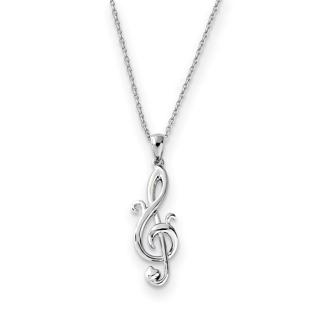 Rhodium Plated Sterling Silver Love Note Necklace, 18 Inch, Item N9350 by The Black Bow Jewelry Co.