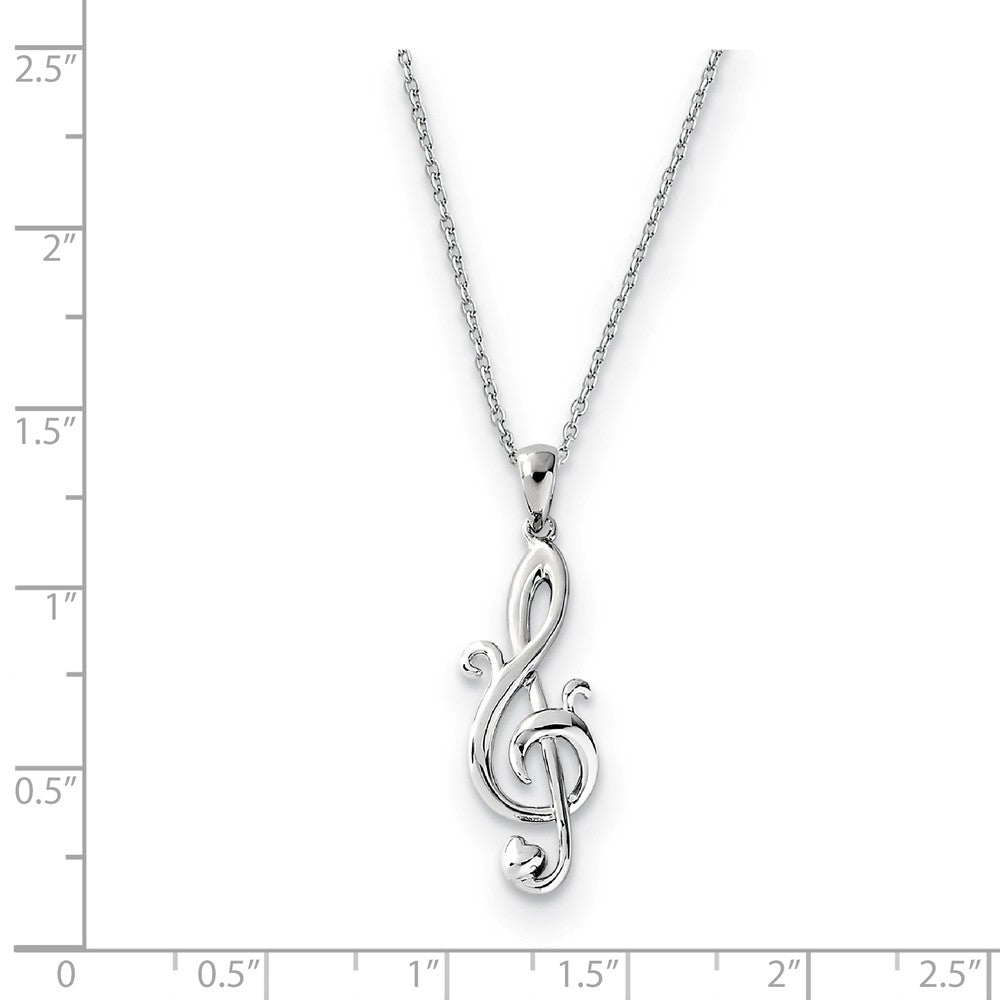 Alternate view of the Rhodium Plated Sterling Silver Love Note Necklace, 18 Inch by The Black Bow Jewelry Co.