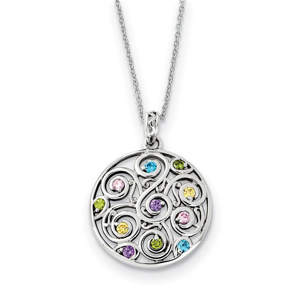 Rhodium Plated Sterling Silver &amp; CZ Kaleidoscope of Wishes Necklace, Item N9356 by The Black Bow Jewelry Co.
