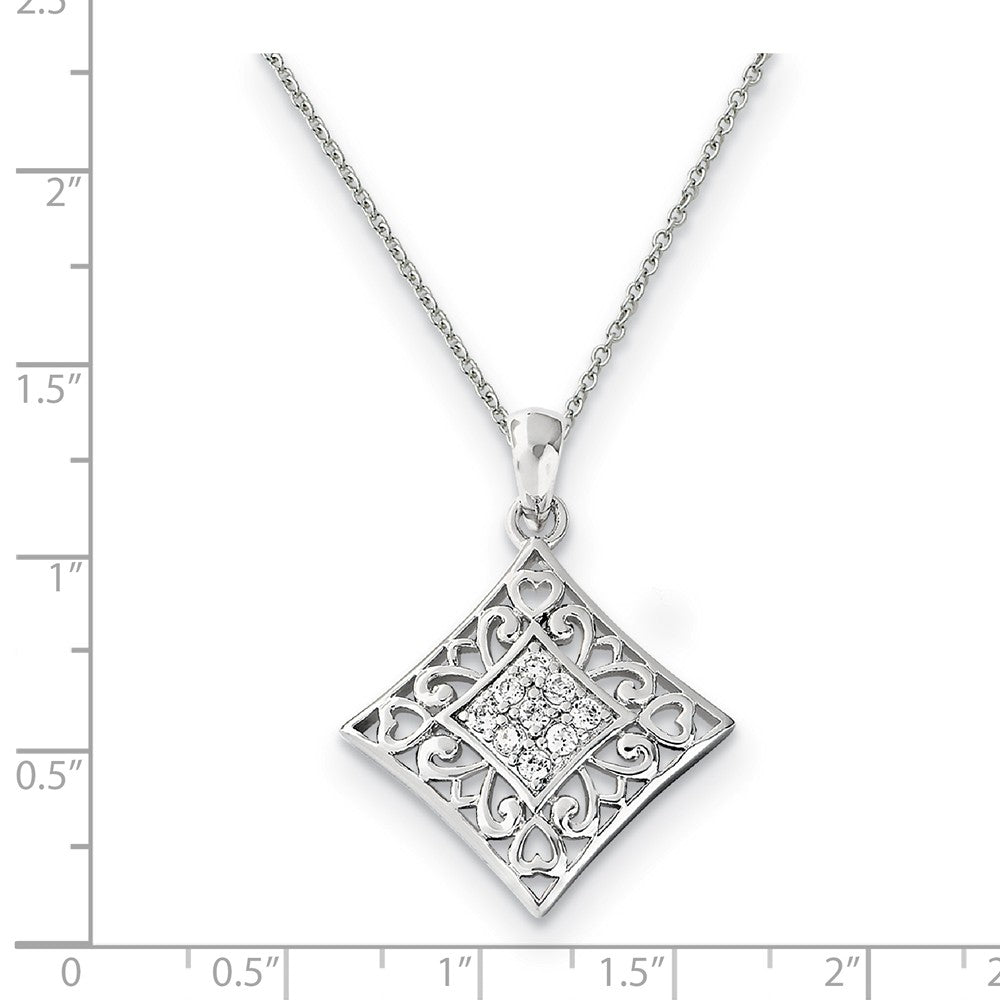 Alternate view of the Rhodium Plated Sterling Silver &amp; CZ I Love You All Year Long Necklace by The Black Bow Jewelry Co.