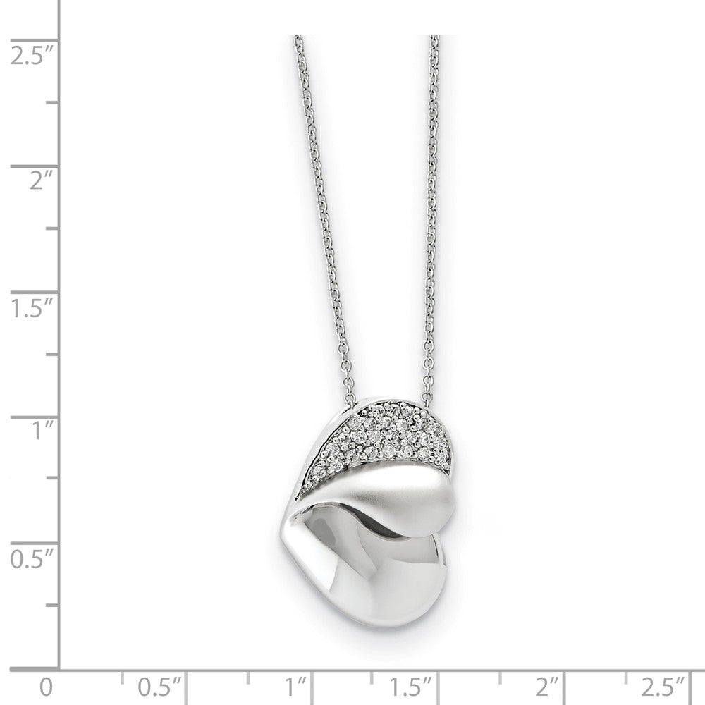 Alternate view of the Rhodium Plated Sterling Silver &amp; CZ Glimpse of My Heart Necklace, 18in by The Black Bow Jewelry Co.