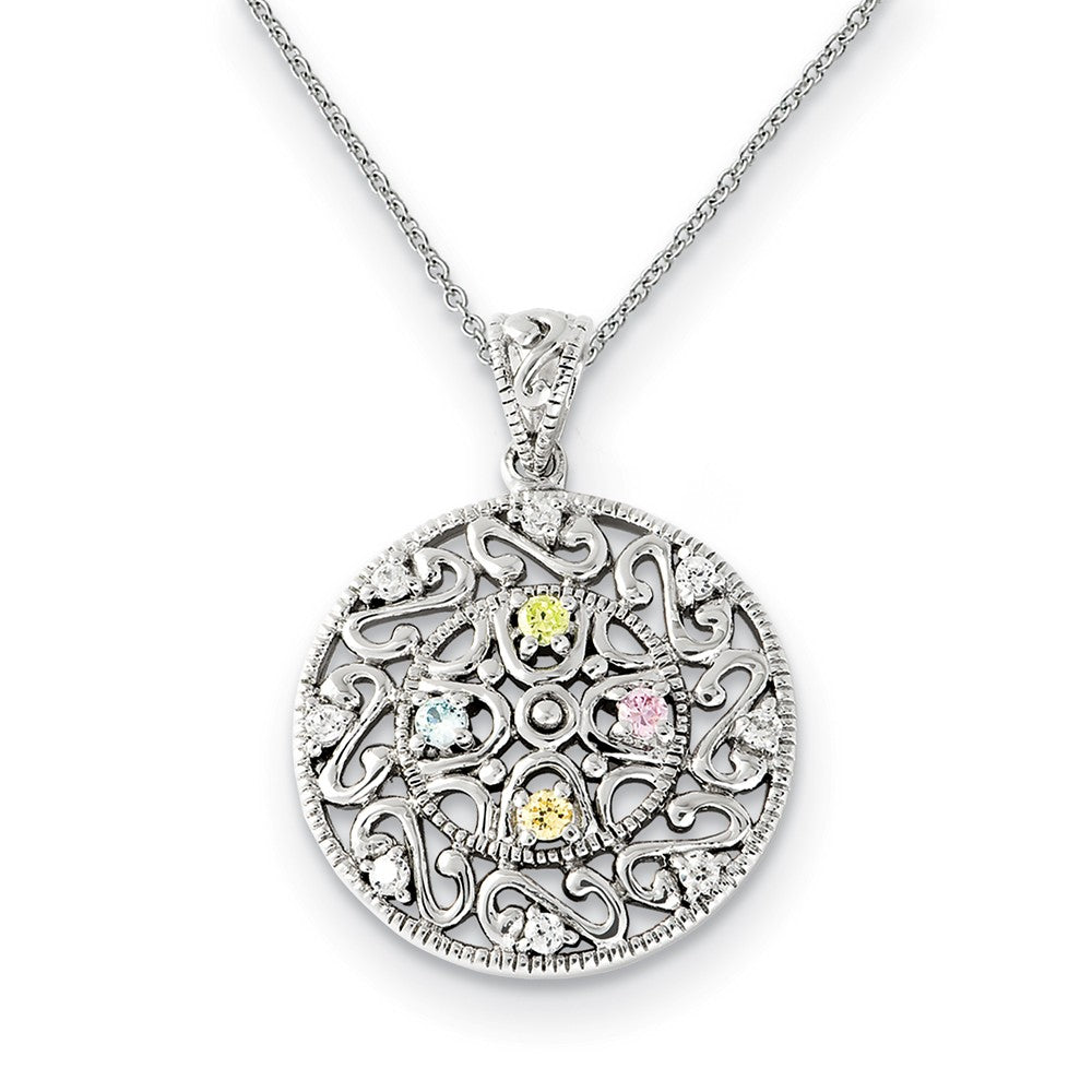 Rhodium Plated Sterling Silver &amp; CZ Bliss Necklace, 18 Inch, Item N9367 by The Black Bow Jewelry Co.