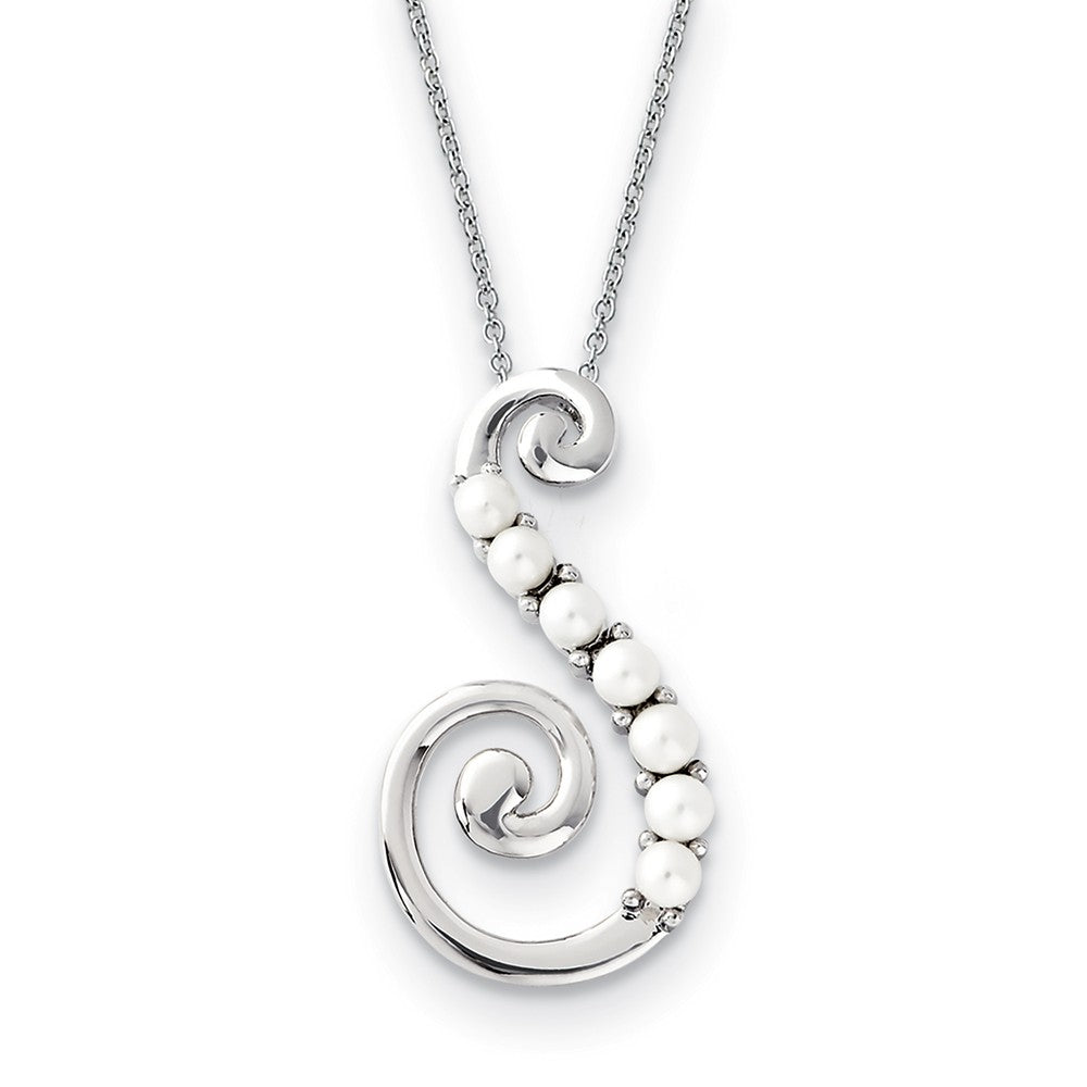 Reaching Out Sterling Silver and FW Cultured Pearl 18-Inch Necklace, Item N9368 by The Black Bow Jewelry Co.