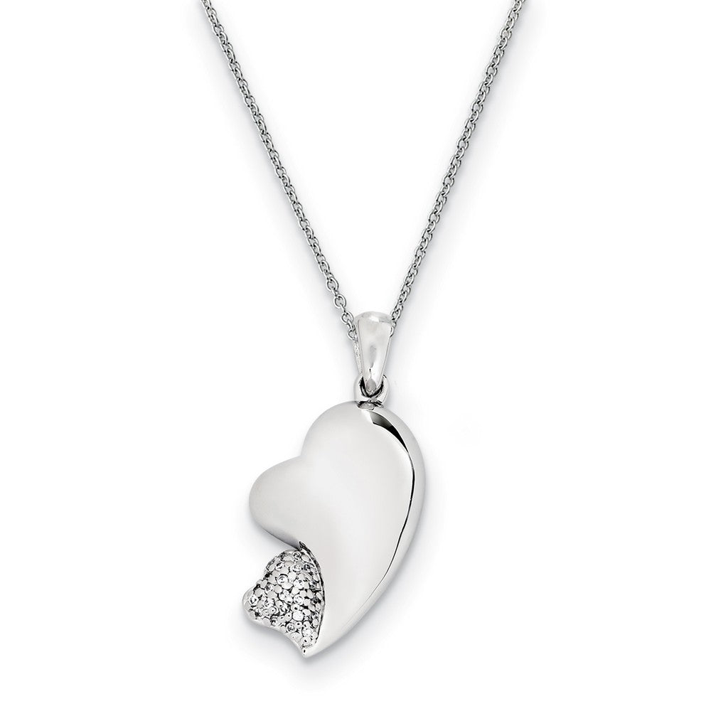 Rhodium Plated Sterling Silver &amp; CZ My Beloved Friend Heart Necklace, Item N9371 by The Black Bow Jewelry Co.
