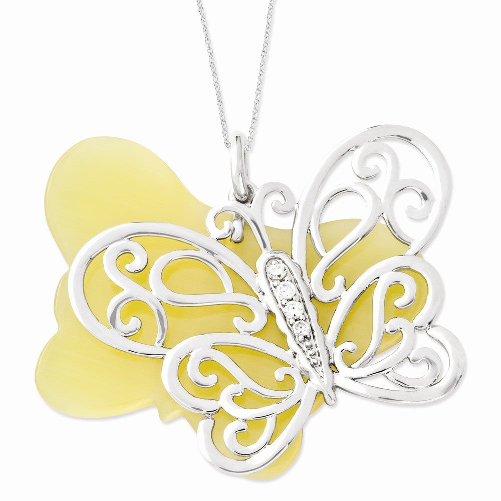 Believe You Can Sterling Silver Butterfly Necklace with Cubic Zirconia, Item N9385 by The Black Bow Jewelry Co.