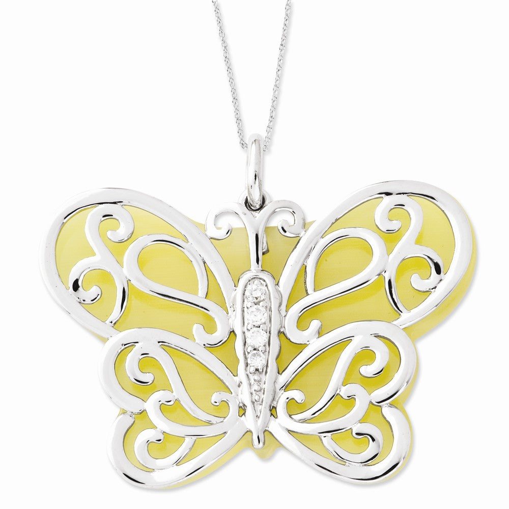 Alternate view of the Believe You Can Sterling Silver Butterfly Necklace with Cubic Zirconia by The Black Bow Jewelry Co.