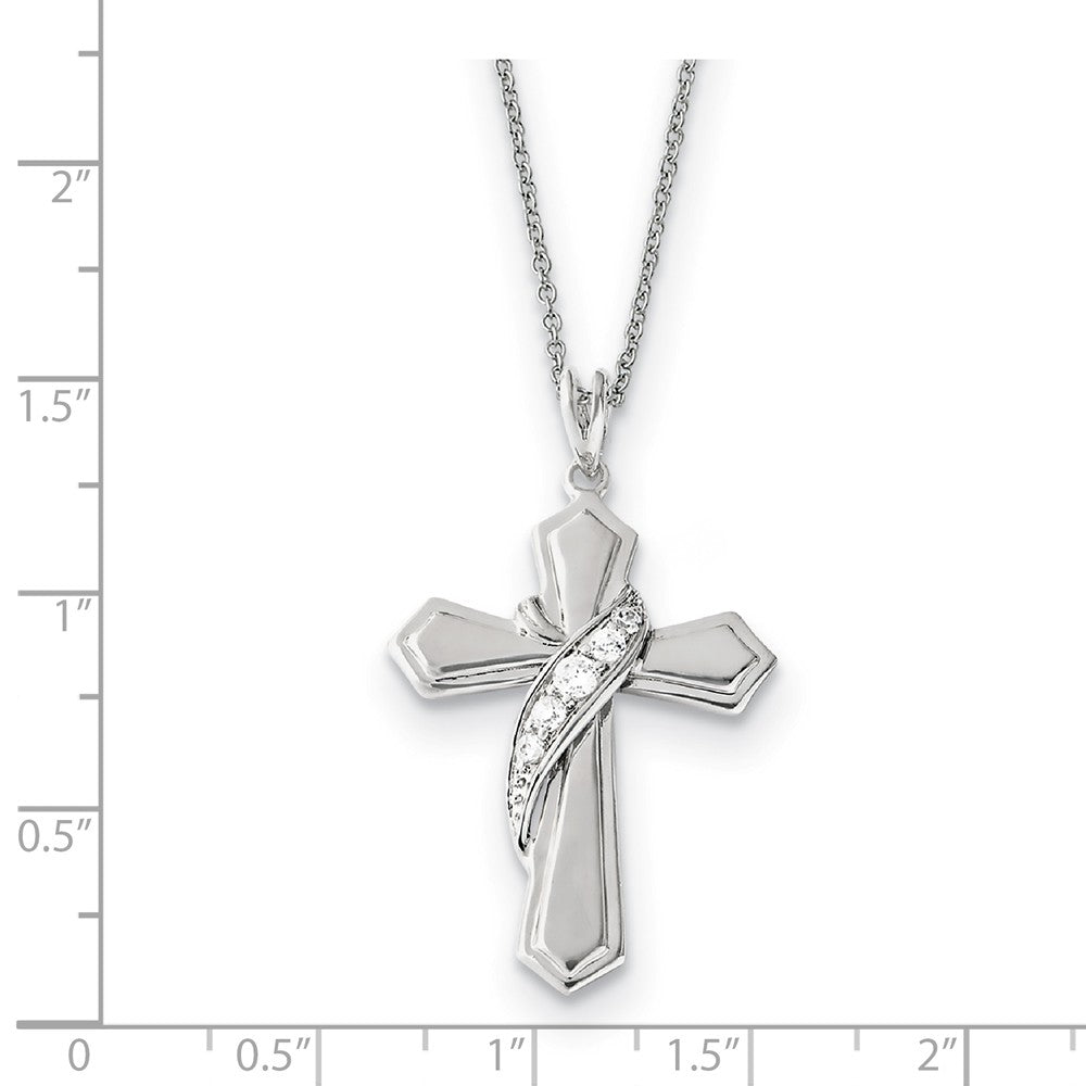 Alternate view of the Rhodium Plated Sterling Silver &amp; CZ My Journey of Hope Cross Necklace by The Black Bow Jewelry Co.