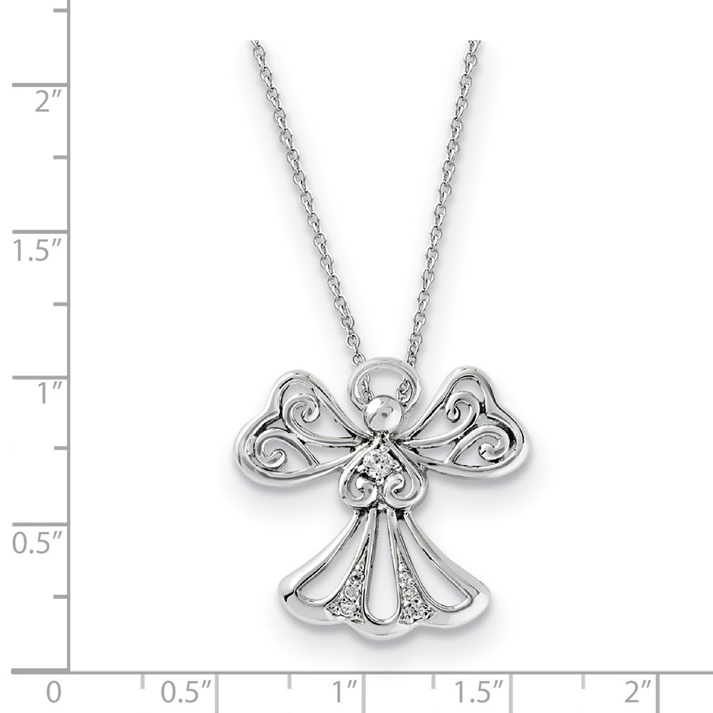 Alternate view of the Rhodium Plated Sterling Silver &amp; CZ Angel of Kindness Necklace, 18in by The Black Bow Jewelry Co.