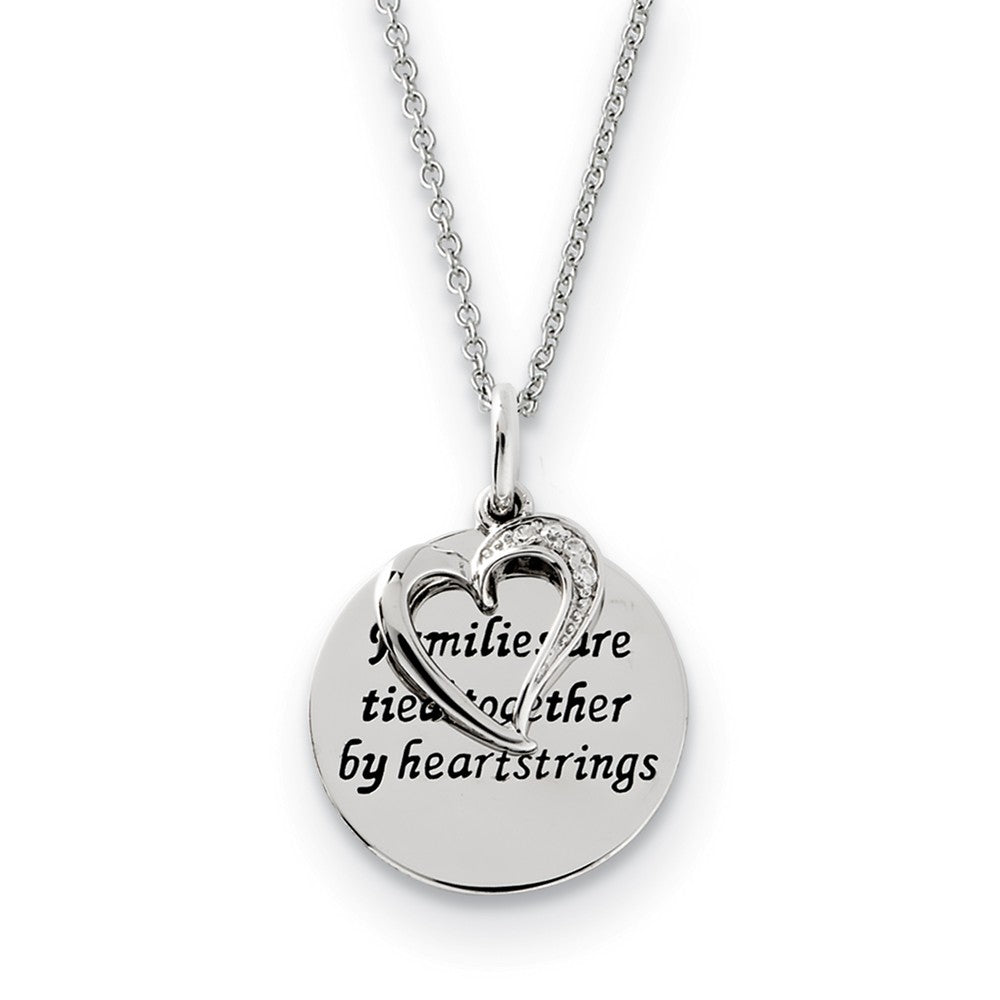 Rhodium Sterling Silver &amp; CZ Families Are Tied Together Heart Necklace, Item N9402 by The Black Bow Jewelry Co.