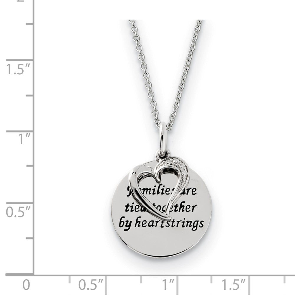 Alternate view of the Rhodium Sterling Silver &amp; CZ Families Are Tied Together Heart Necklace by The Black Bow Jewelry Co.