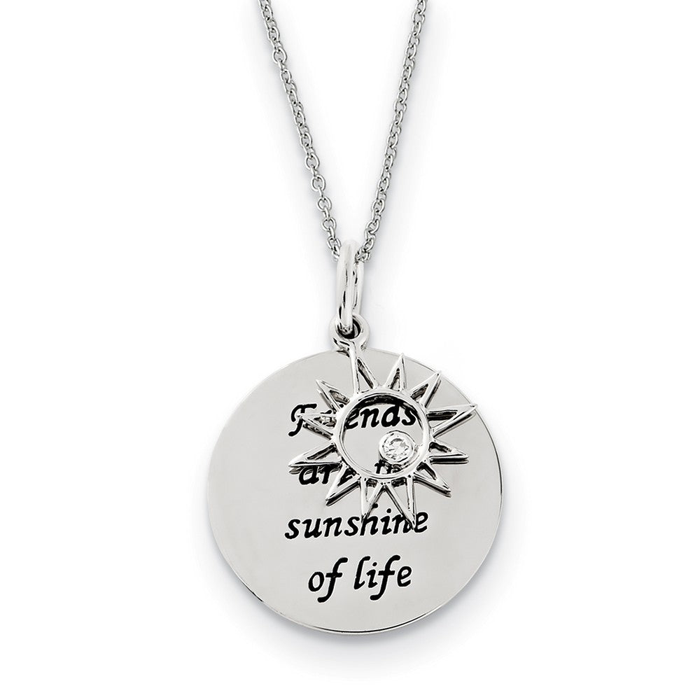 Rhodium Plated Sterling Silver &amp; CZ Friends Are The Sunshine Necklace, Item N9405 by The Black Bow Jewelry Co.
