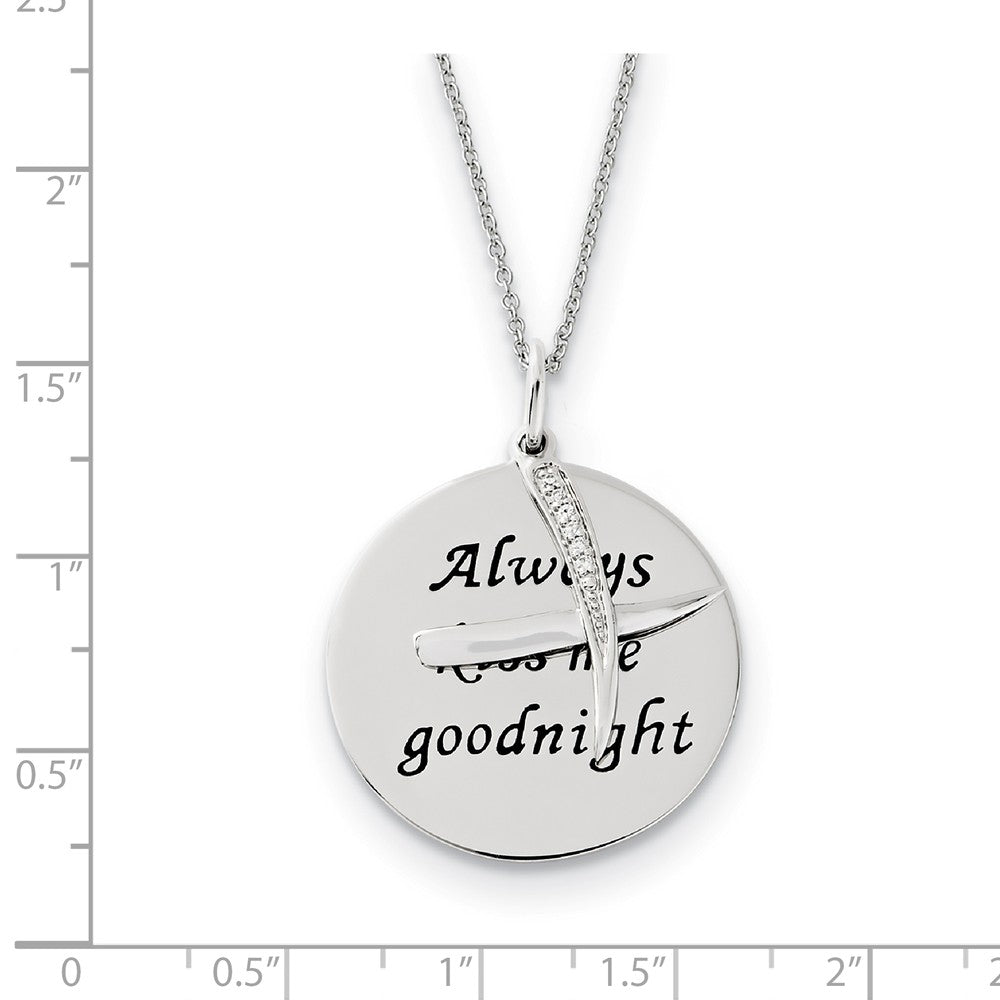 Alternate view of the Rhodium Plated Sterling Silver &amp; CZ Always Kiss Me Goodnight Necklace by The Black Bow Jewelry Co.