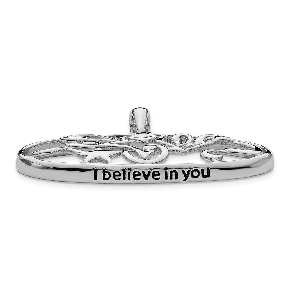 Alternate view of the Rhodium Plated Sterling Silver I Believe in You Star Necklace, 18 Inch by The Black Bow Jewelry Co.