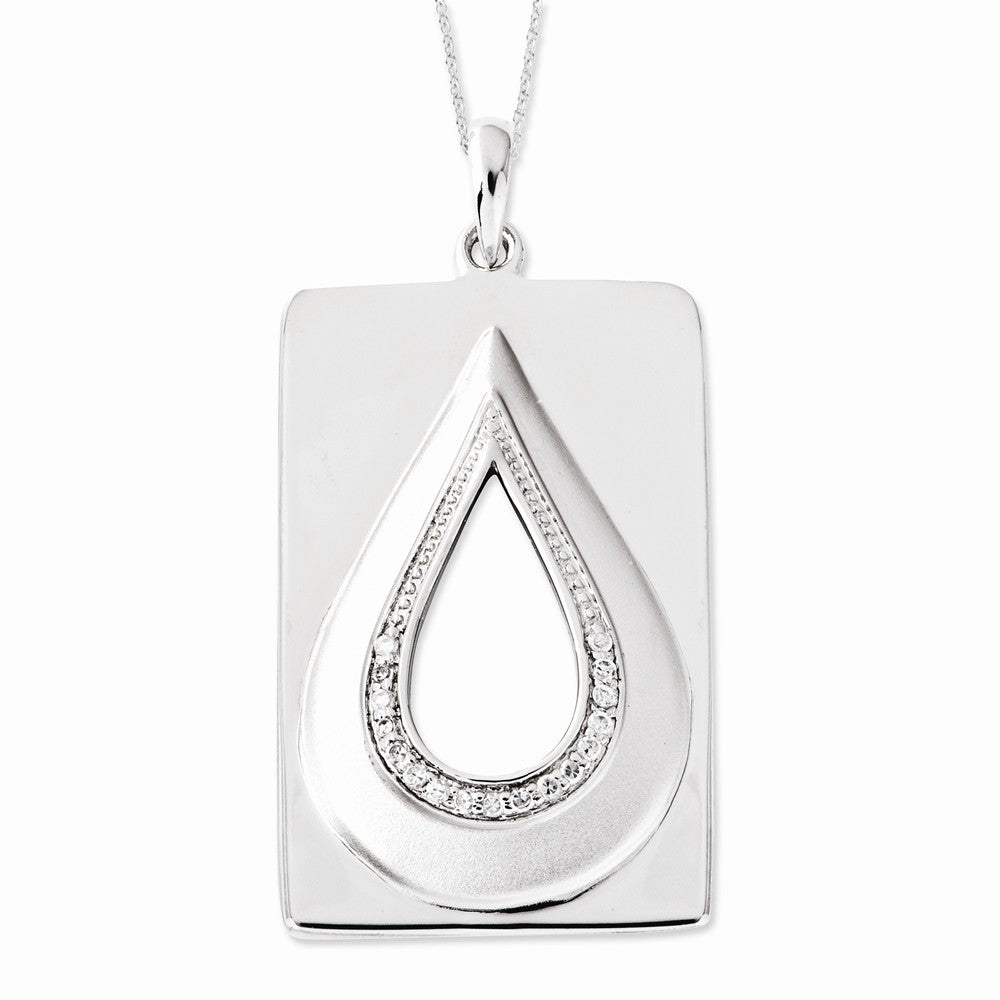 Rhodium Plated Silver &amp; CZ He Will Wipe Away Our Tears Necklace, 18 In, Item N9419 by The Black Bow Jewelry Co.