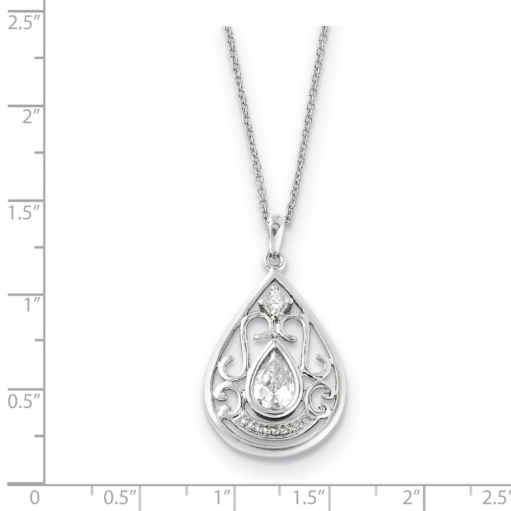 Alternate view of the Rhodium Plated Sterling Silver &amp; CZ In Loving Memory Necklace, 18 Inch by The Black Bow Jewelry Co.