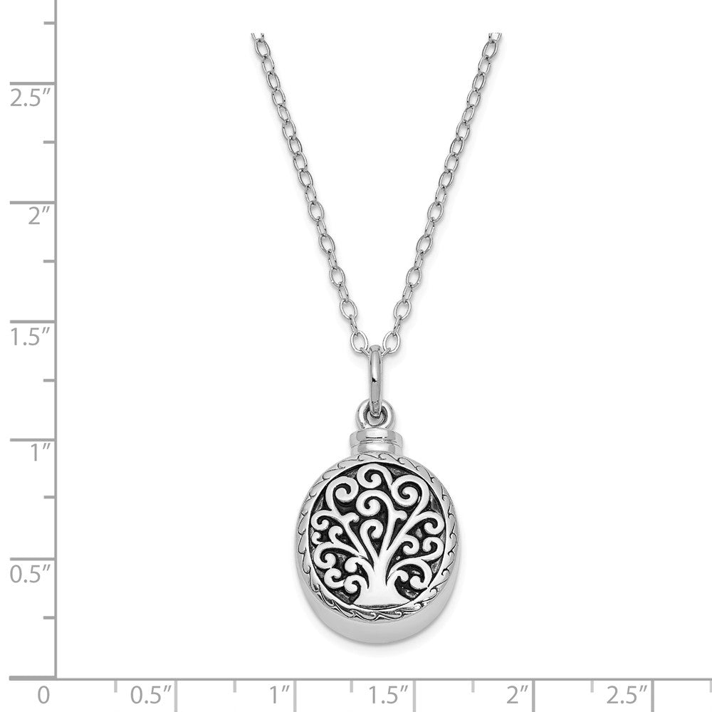 Alternate view of the Rhodium Plated Sterling Silver Tree of Life Ash Holder Necklace, 18 In by The Black Bow Jewelry Co.