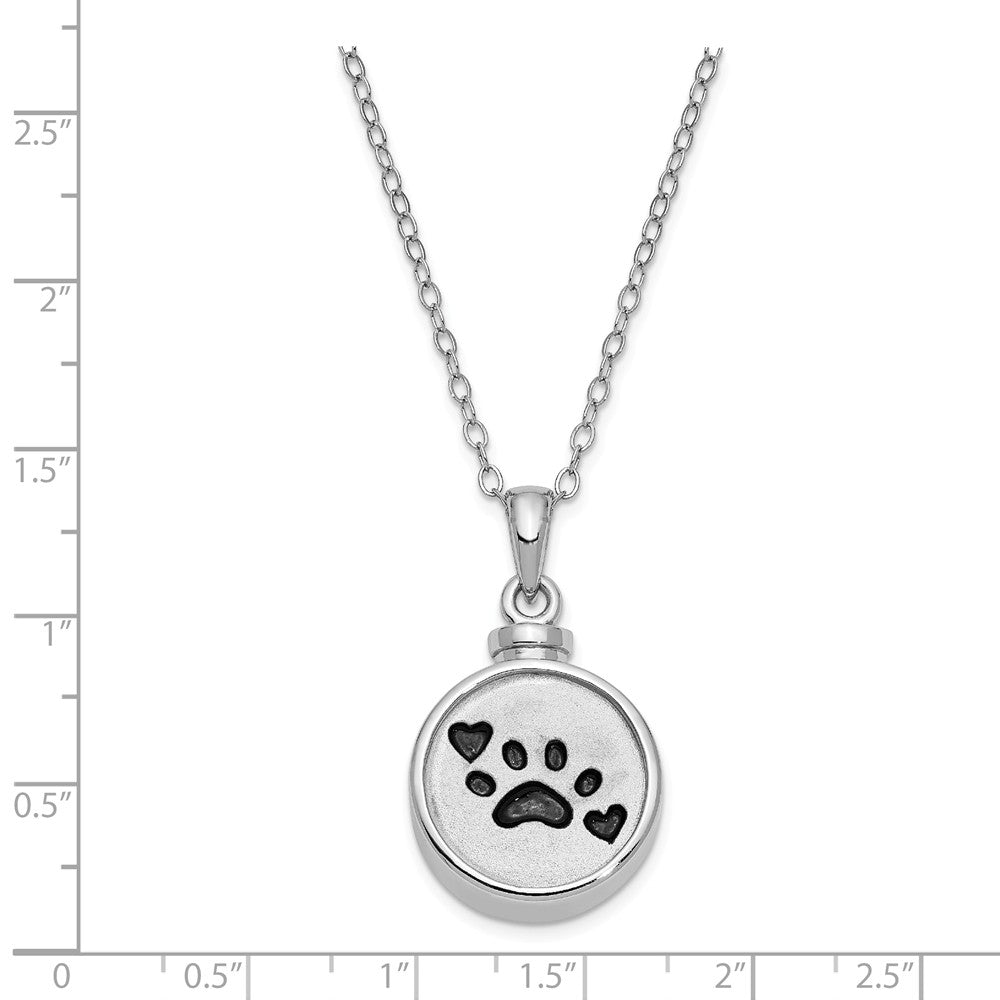 Alternate view of the Sterling Silver &amp; Enameled Paw Print Ash Holder Necklace, 18 Inch by The Black Bow Jewelry Co.