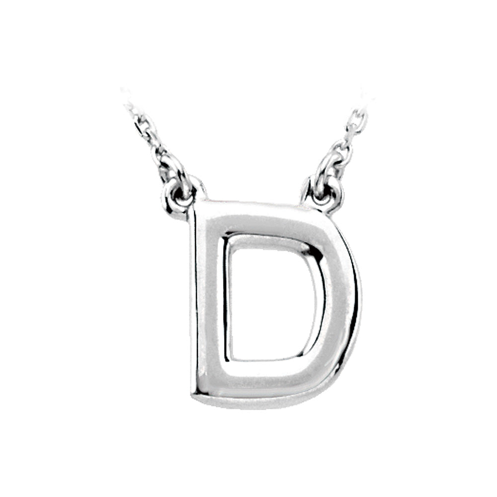 14K White Gold, Kendall Collection, Block Initial D Necklace, 16 Inch, Item N9626-D by The Black Bow Jewelry Co.