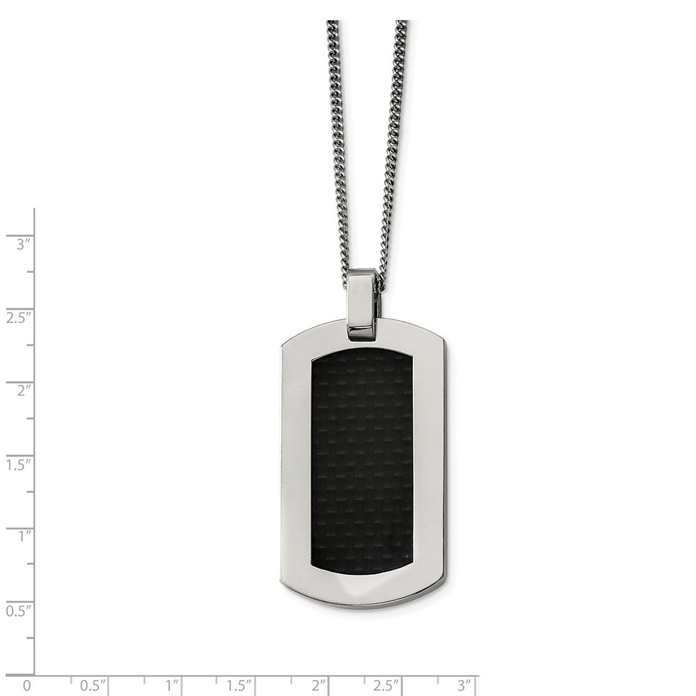 Alternate view of the Titanium and Black Carbon Fiber Dog Tag Necklace 24 Inch by The Black Bow Jewelry Co.