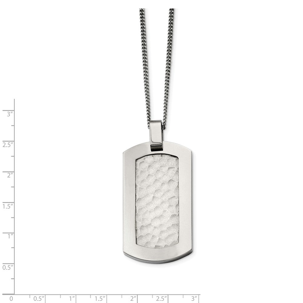 Alternate view of the Titanium Hammered Dog Tag Necklace 22 Inch by The Black Bow Jewelry Co.