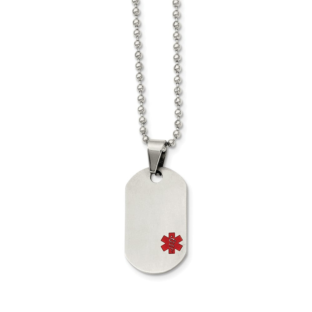Titanium Medical Dog Tag on Stainless Steel Necklace 20 Inch, Item N9654 by The Black Bow Jewelry Co.