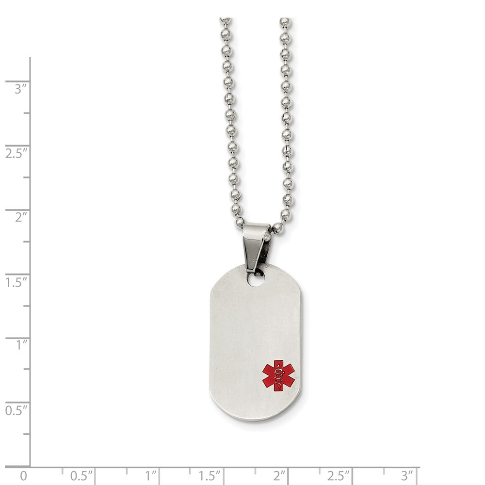 Alternate view of the Titanium Medical Dog Tag on Stainless Steel Necklace 20 Inch by The Black Bow Jewelry Co.