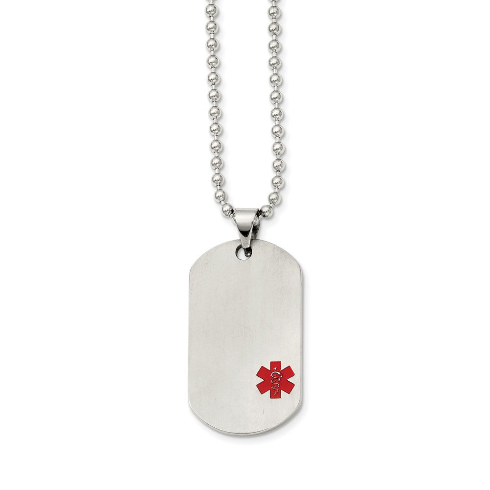 Titanium Medical Dog Tag on Stainless Steel Necklace 22 Inch, Item N9655 by The Black Bow Jewelry Co.
