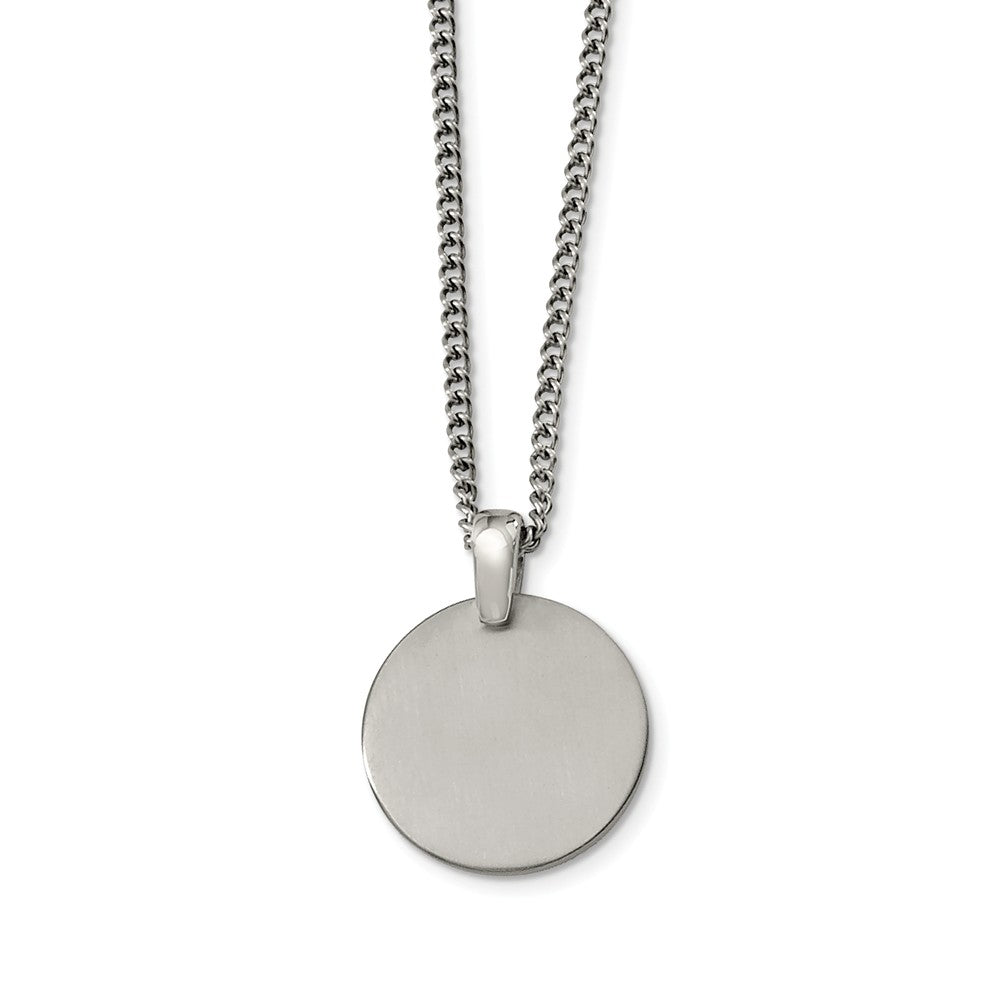 Titanium Brushed Disk Necklace 22 Inch, Item N9656 by The Black Bow Jewelry Co.