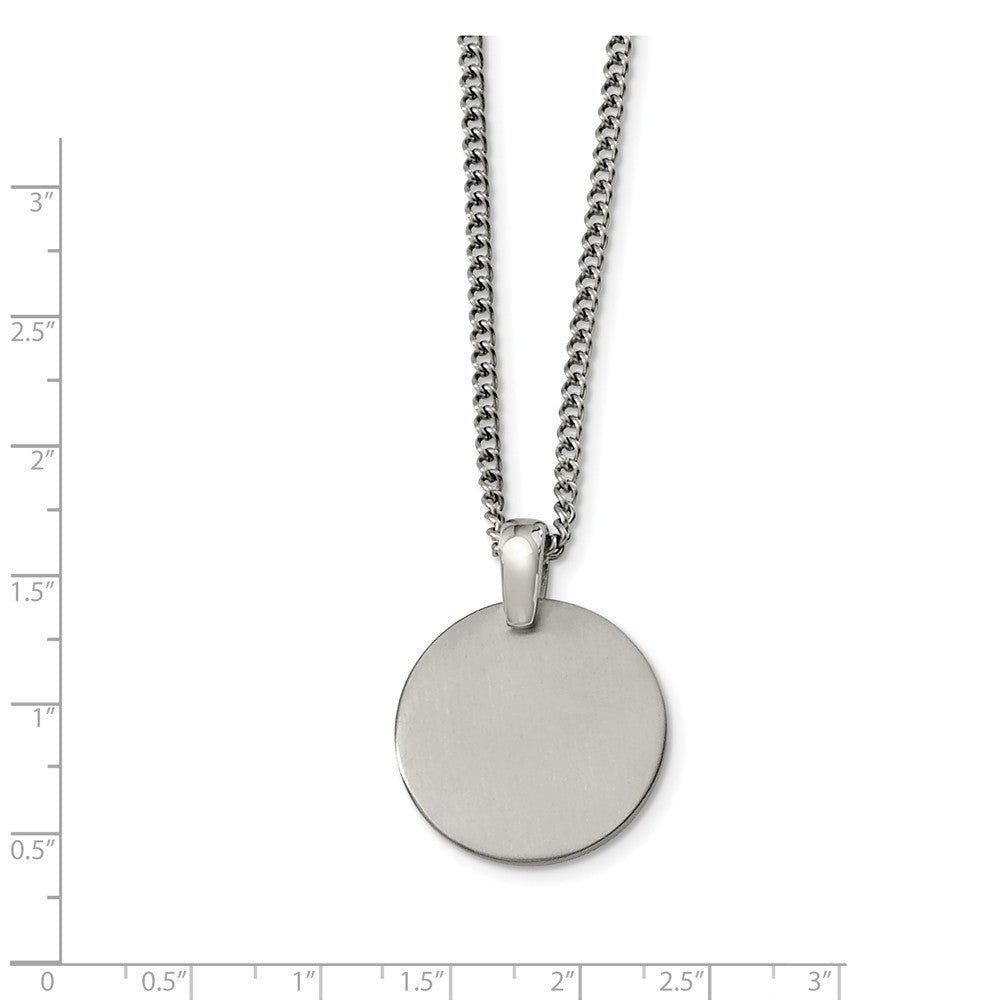 Alternate view of the Titanium Brushed Disk Necklace 22 Inch by The Black Bow Jewelry Co.