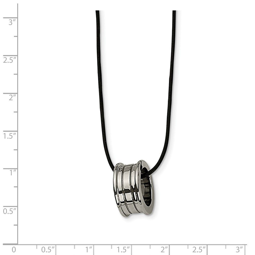 Alternate view of the Tungsten Barrel and Black Leather Cord Necklace 18 Inch by The Black Bow Jewelry Co.