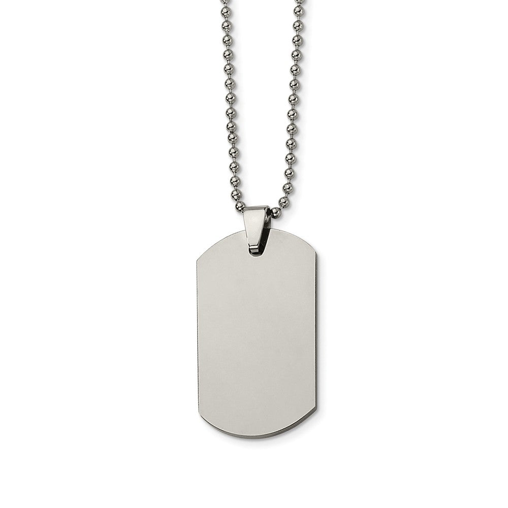 Tungsten Polished Dog Tag Necklace 22 Inch, Item N9663 by The Black Bow Jewelry Co.