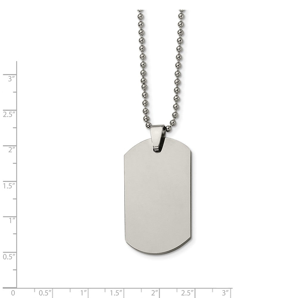 Alternate view of the Tungsten Polished Dog Tag Necklace 22 Inch by The Black Bow Jewelry Co.