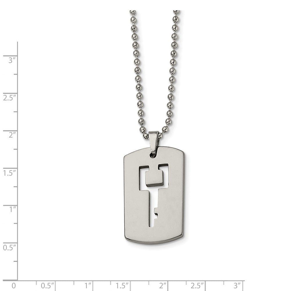 Alternate view of the Tungsten Dog Tag with Key Cut-out Necklace 22 Inch by The Black Bow Jewelry Co.