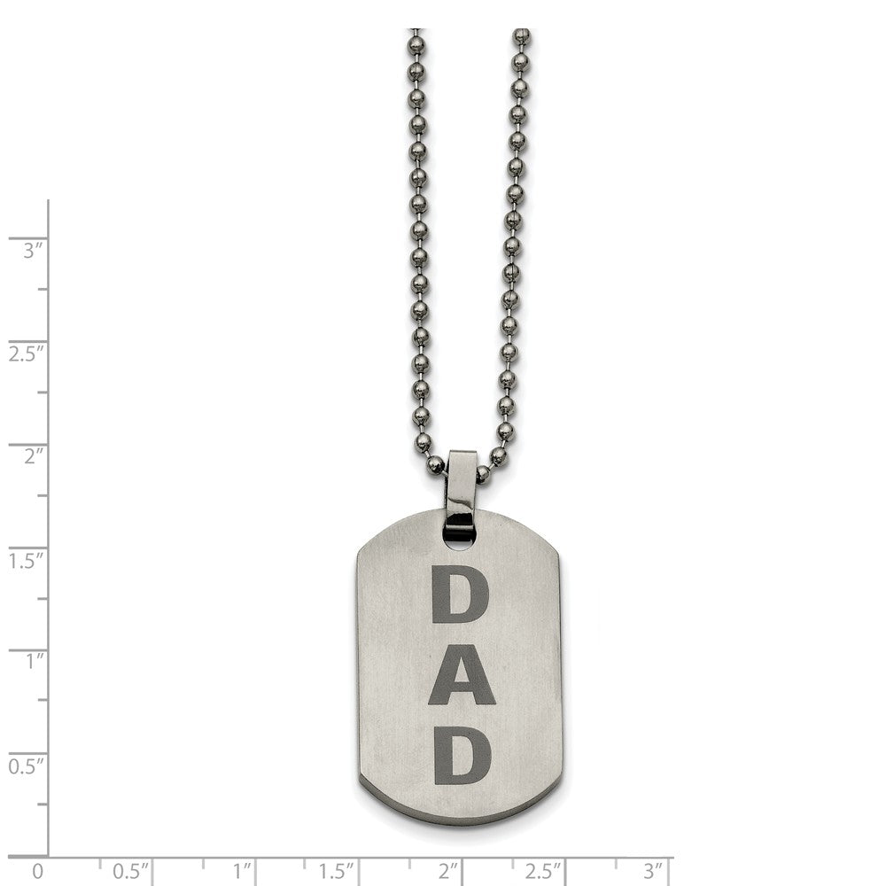Alternate view of the Stainless Steel Black Enamel Dad Dog Tag Necklace 24 Inch by The Black Bow Jewelry Co.