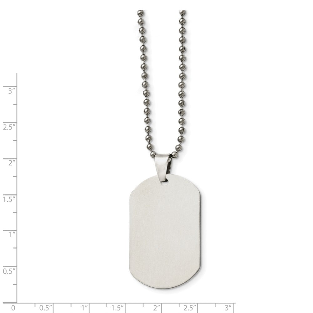 Alternate view of the Polished Steel Engravable Dog Tag Rolo Chain Necklace - 24 Inch by The Black Bow Jewelry Co.