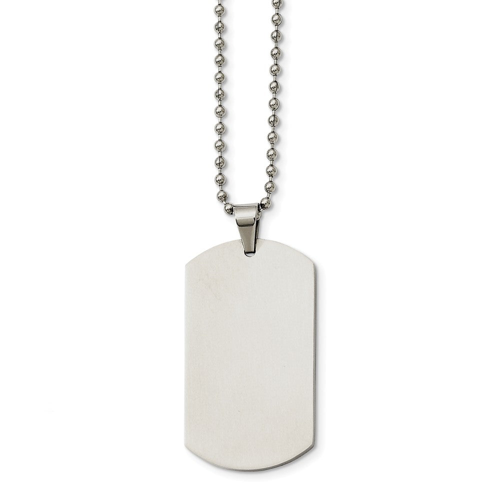 Stainless Steel Polished Engravable Dog Tag Necklace 24 Inch, Item N9678 by The Black Bow Jewelry Co.
