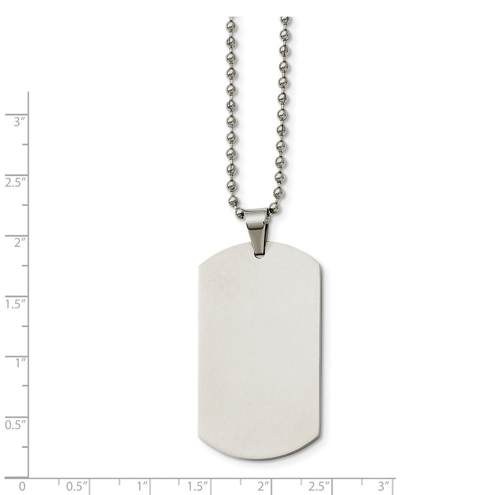 Alternate view of the Stainless Steel Polished Engravable Dog Tag Necklace 24 Inch by The Black Bow Jewelry Co.