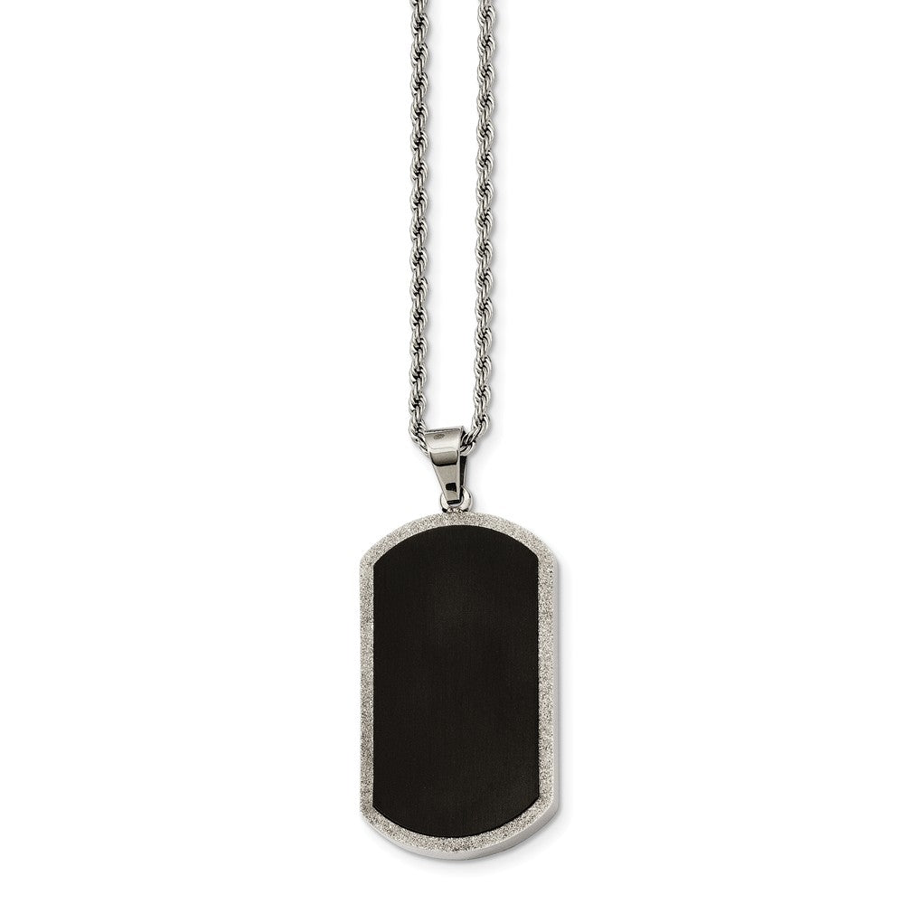 Stainless Steel Black-plated Laser Cut Dog Tag Necklace 24 Inch, Item N9679 by The Black Bow Jewelry Co.
