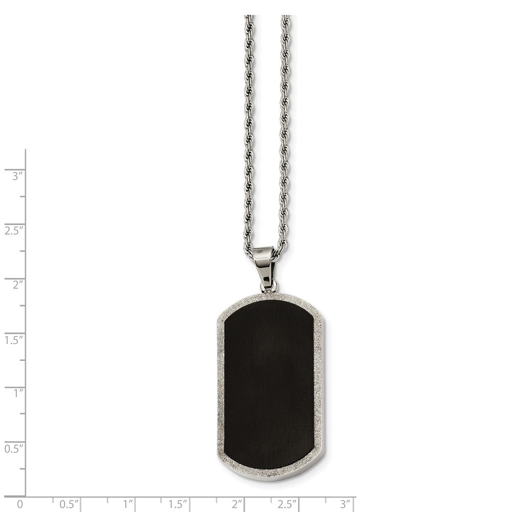 Alternate view of the Stainless Steel Black-plated Laser Cut Dog Tag Necklace 24 Inch by The Black Bow Jewelry Co.