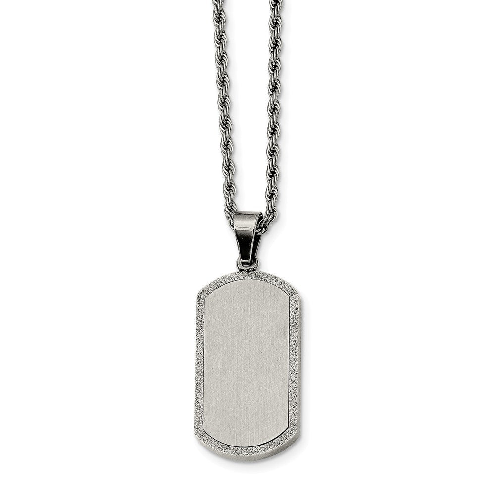 Stainless Steel Laser Cut Dog Tag Necklace 22 Inch, Item N9680 by The Black Bow Jewelry Co.