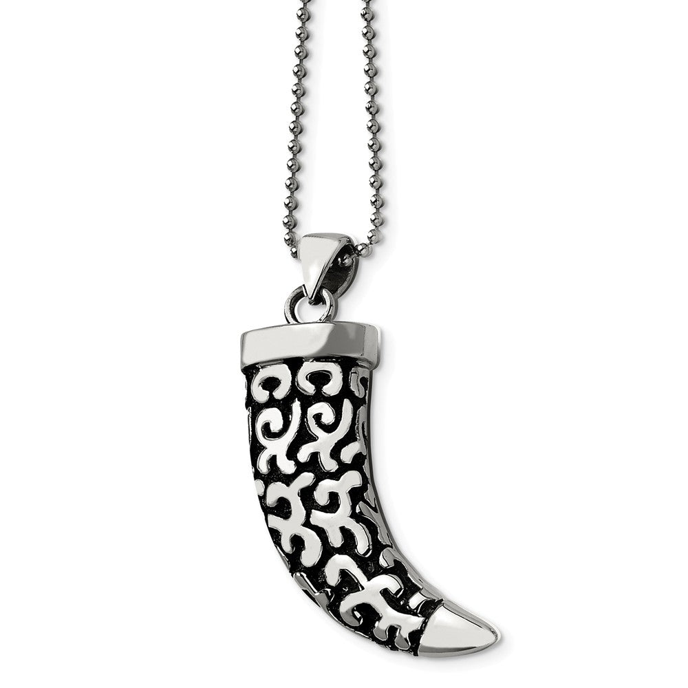 Stainless Steel Antiqued Fancy Claw Necklace 24 Inch, Item N9724 by The Black Bow Jewelry Co.