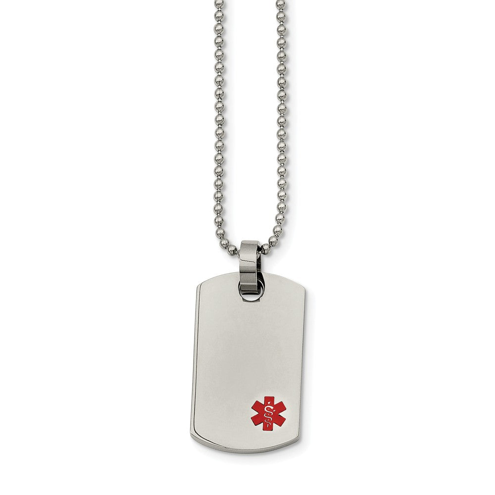 Stainless Steel Small Medical Dog Tag Necklace - 24 Inch, Item N9742 by The Black Bow Jewelry Co.