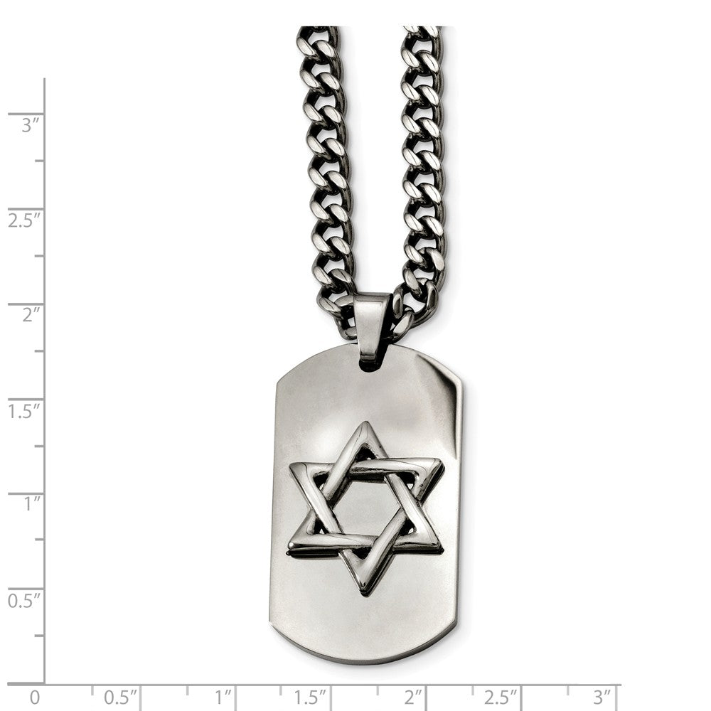 Alternate view of the Stainless Steel Star of David Dog Tag Necklace - 24 Inch by The Black Bow Jewelry Co.
