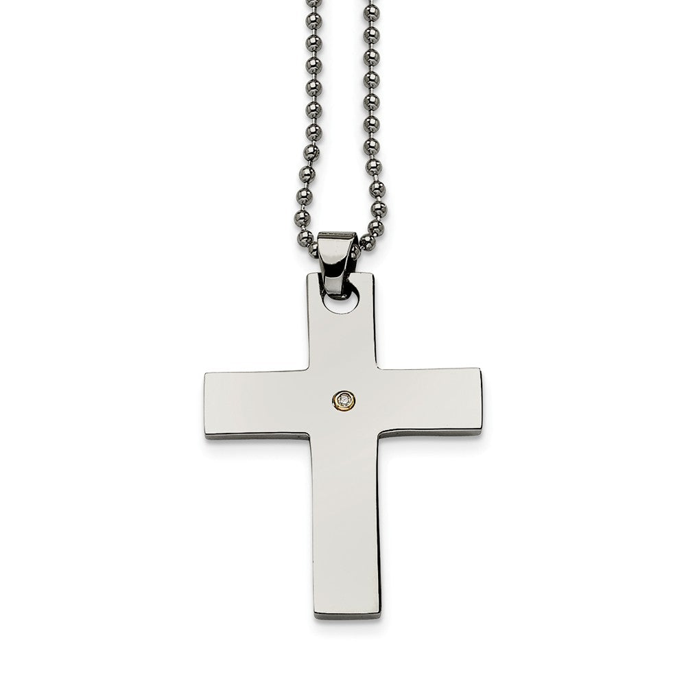 Stainless steel cross on sale pendant with diamond accent