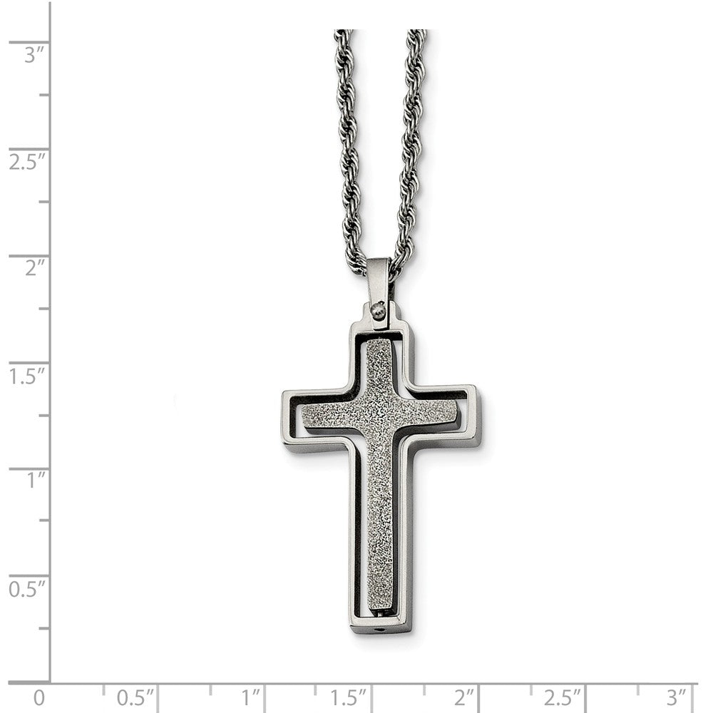 Alternate view of the Stainless Steel 2 Piece Laser Cut Cross Necklace - 22 Inch by The Black Bow Jewelry Co.